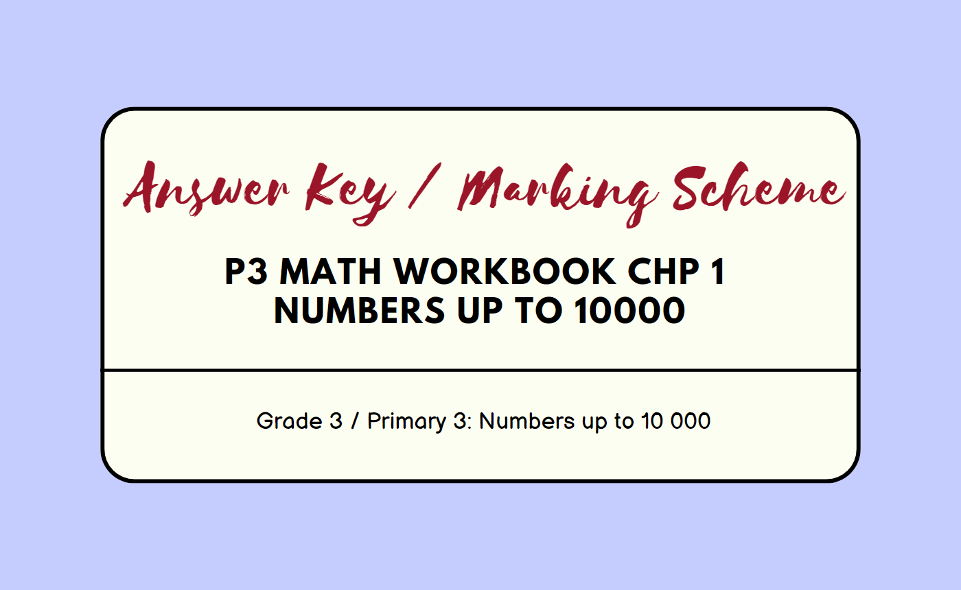 Marking Scheme | Answer Key for P3 Math Workbook Chp 1 – Numbers up to 10000 Practice Exercises